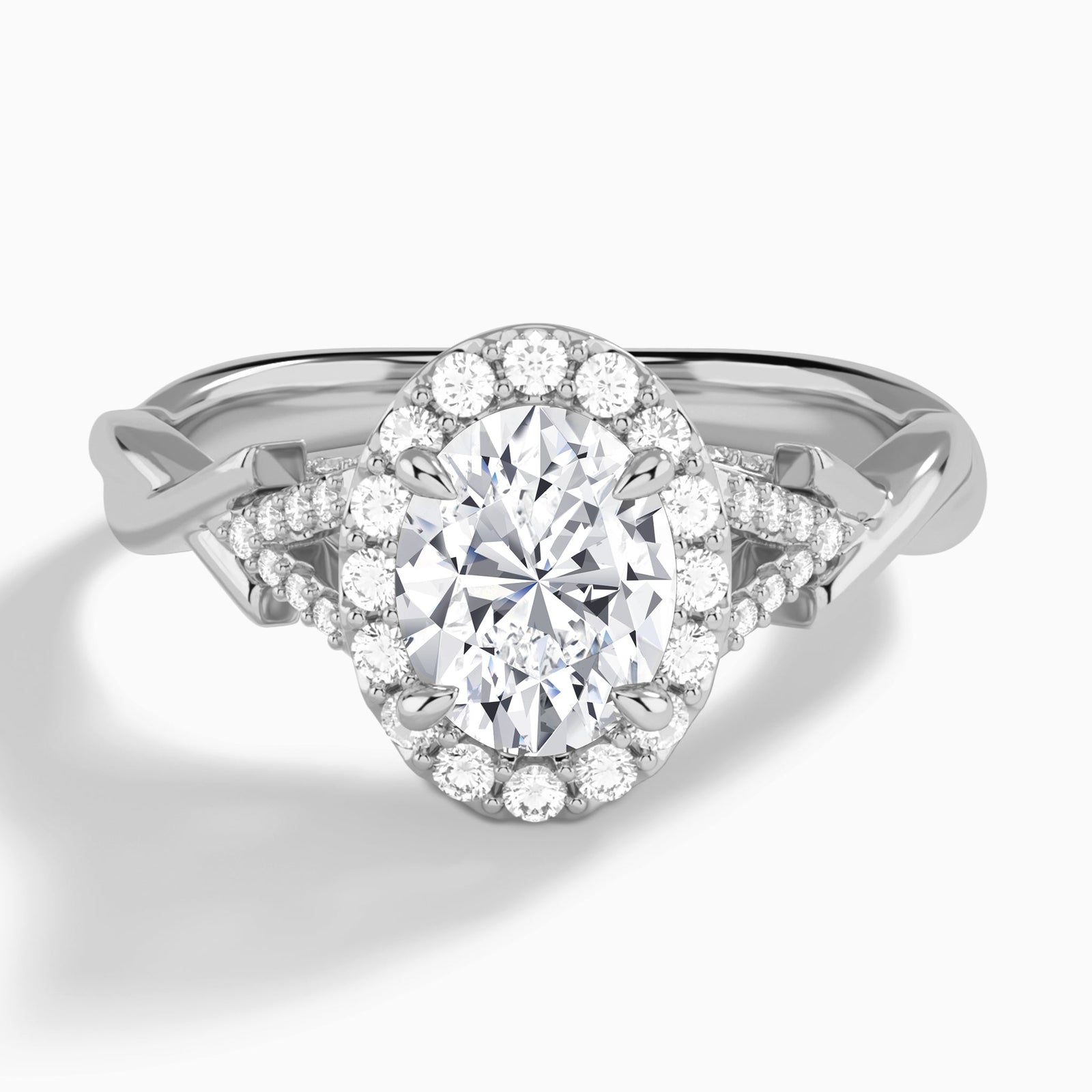 Oval Luxe Victoria Lab Grown Diamond Engagement Ring In 18K White Gold - Lucenjuri