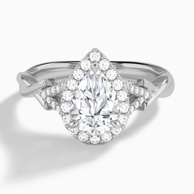 Pear Luxe Victoria Lab Grown Diamond Engagement Ring In 14K White Gold - Lucenjuri