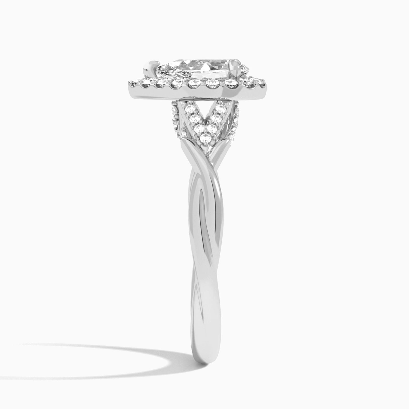 Pear Luxe Victoria Lab Grown Diamond Engagement Ring In 18K White Gold, Side View