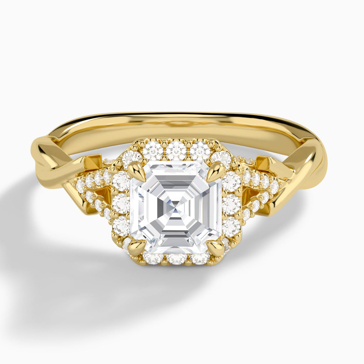 Asscher Luxe Victoria Lab Diamond Engagement Ring In 18K Yellow Gold - Lucenjuri