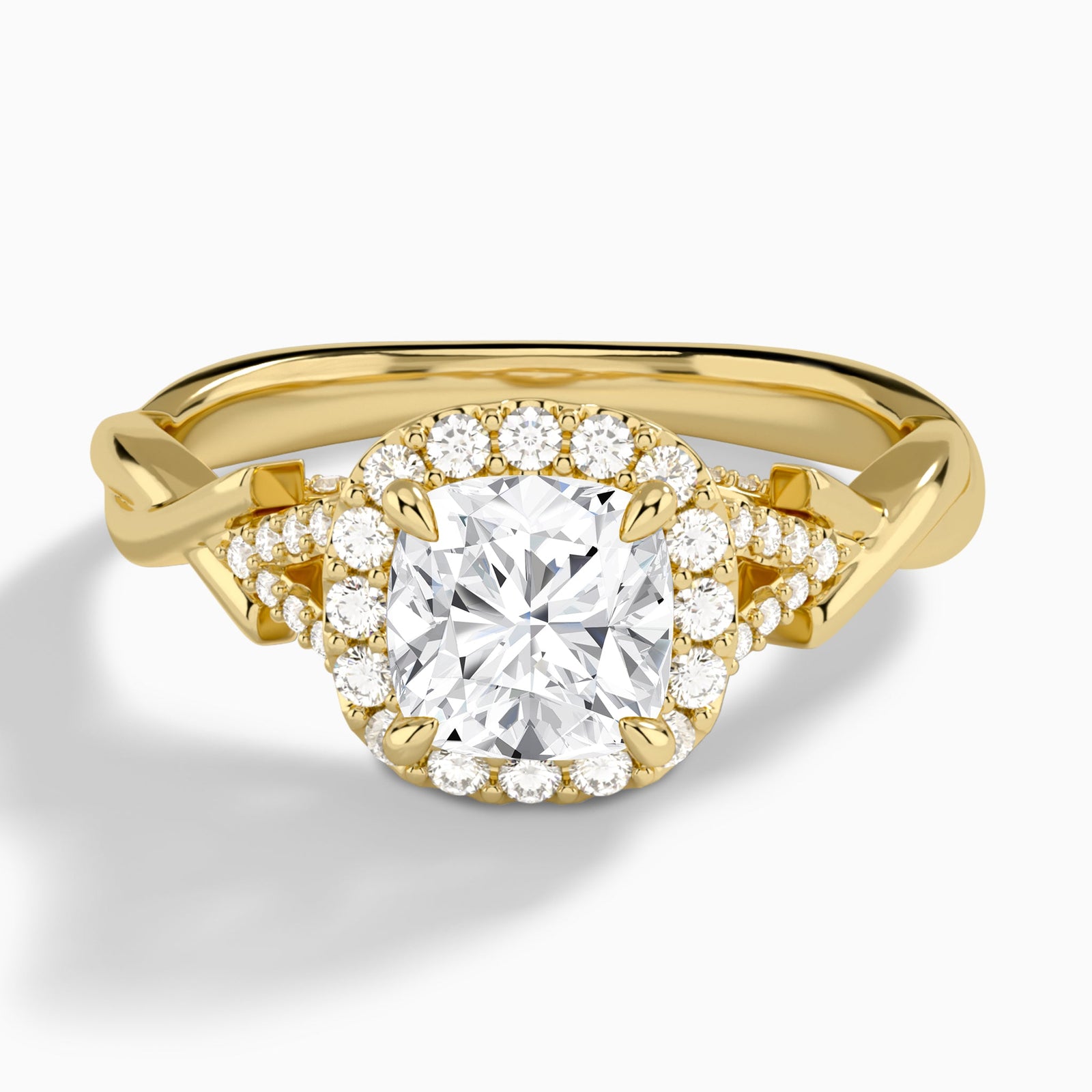 Cushion Luxe Victoria Lab Diamond Engagement Ring In 18K Yellow Gold - Lucenjuri