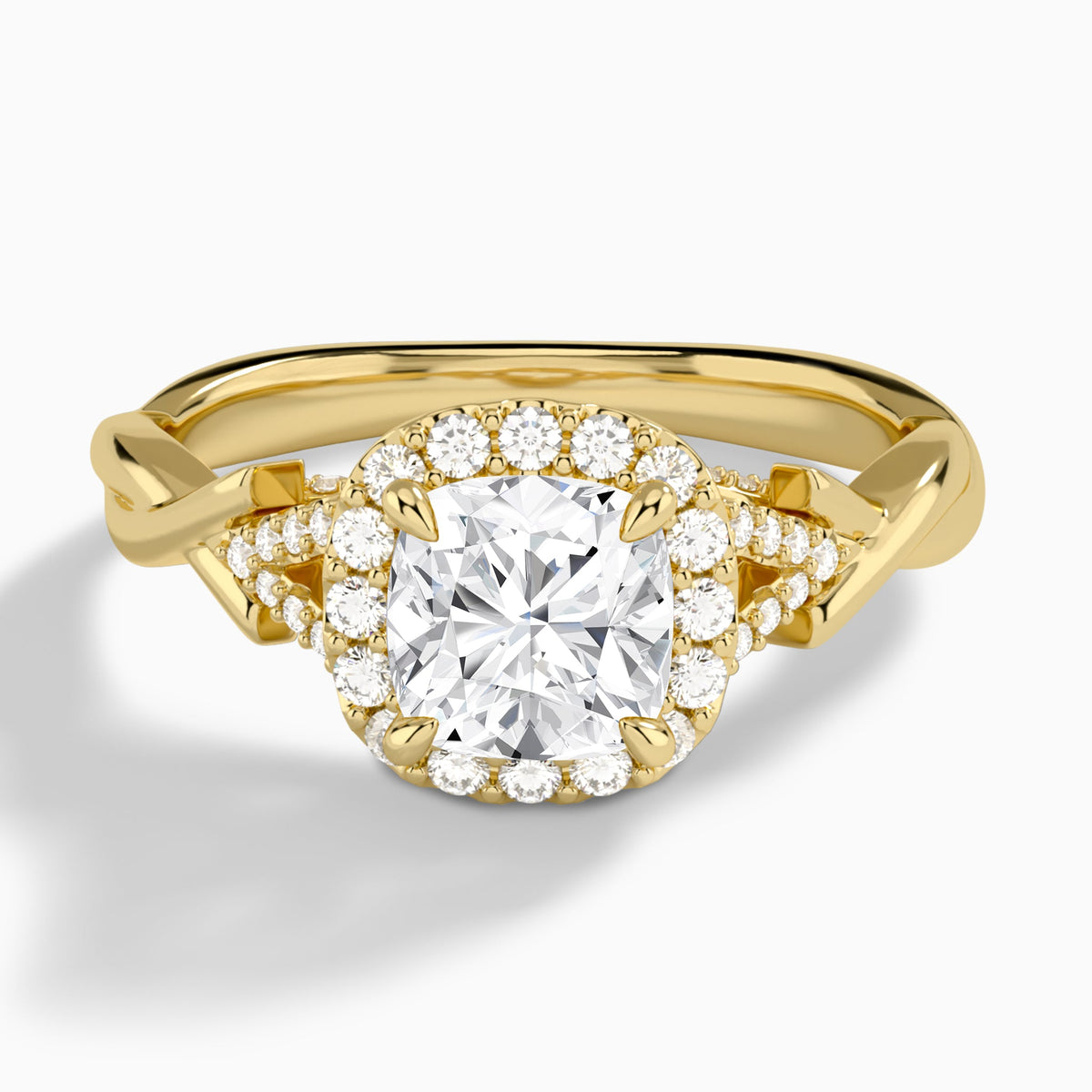 Cushion Luxe Victoria Lab Diamond Engagement Ring In 14K Yellow Gold - Lucenjuri
