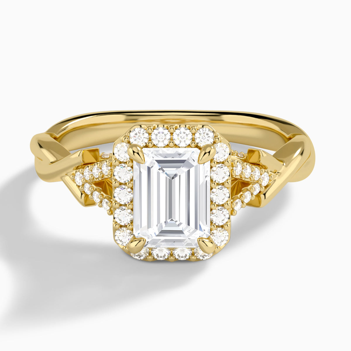 Emerald Luxe Victoria Lab Diamond Engagement Ring In 14K Yellow Gold - Lucenjuri