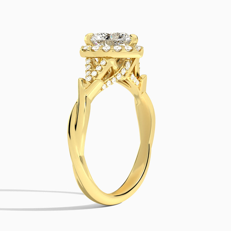 Heart Luxe Victoria Lab Diamond Engagement Ring In 18K Yellow Gold, Angle View