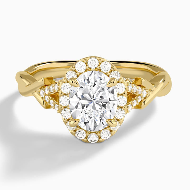 Oval Luxe Victoria Lab Diamond Engagement Ring In 14K Yellow Gold - Lucenjuri