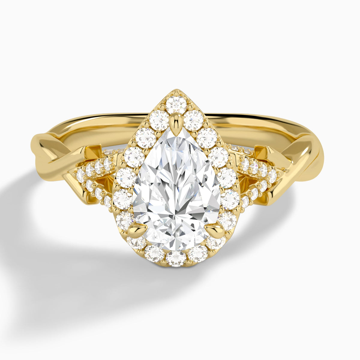 Pear Luxe Victoria Lab Diamond Engagement Ring In 14K Yellow Gold - Lucenjuri