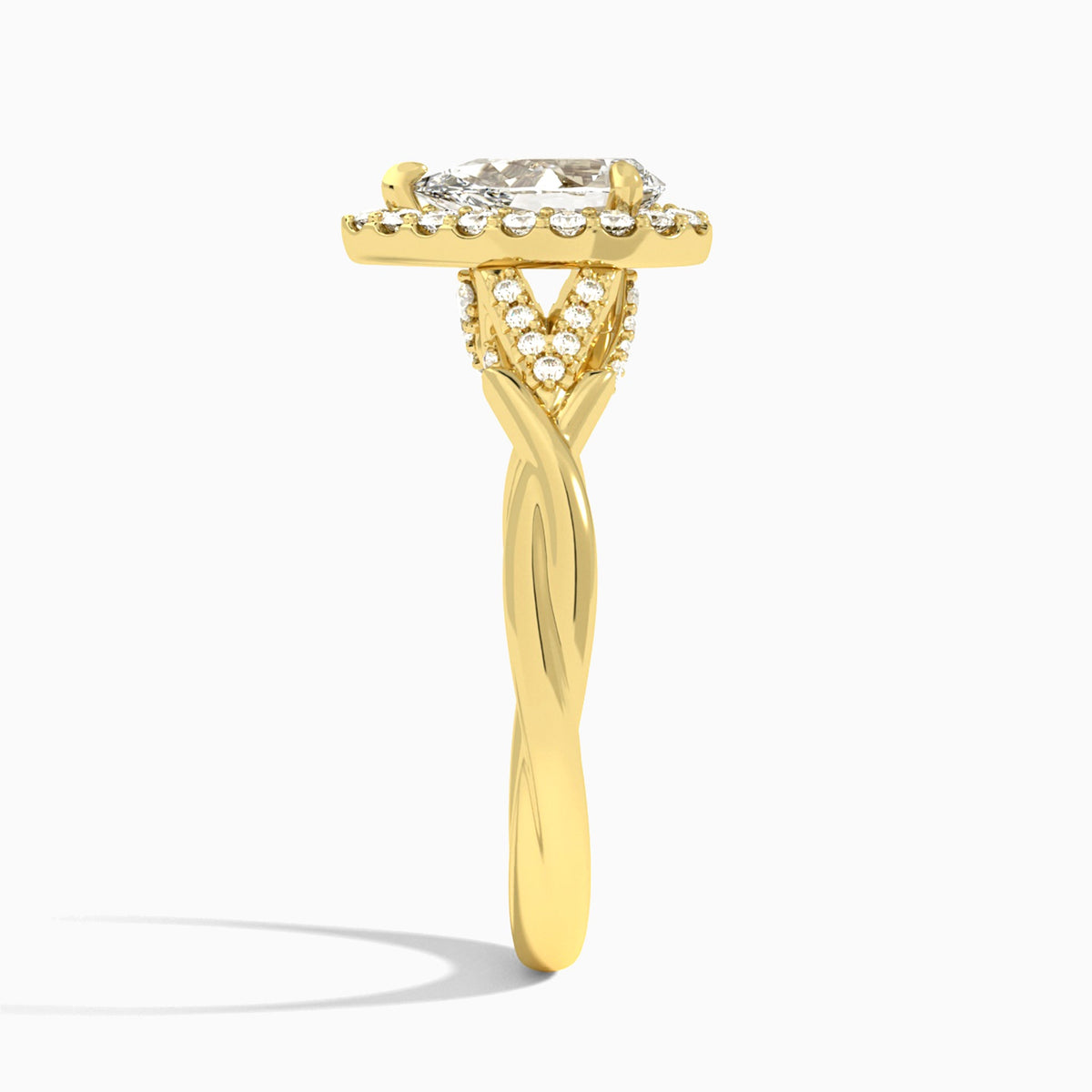 Pear Luxe Victoria Lab Diamond Engagement Ring In 14K Yellow Gold, Side View