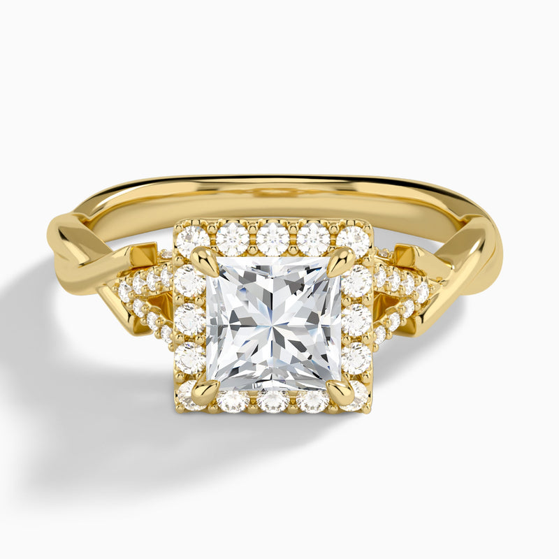 Princess Luxe Victoria Lab Diamond Engagement Ring In 14K Yellow Gold - Lucenjuri