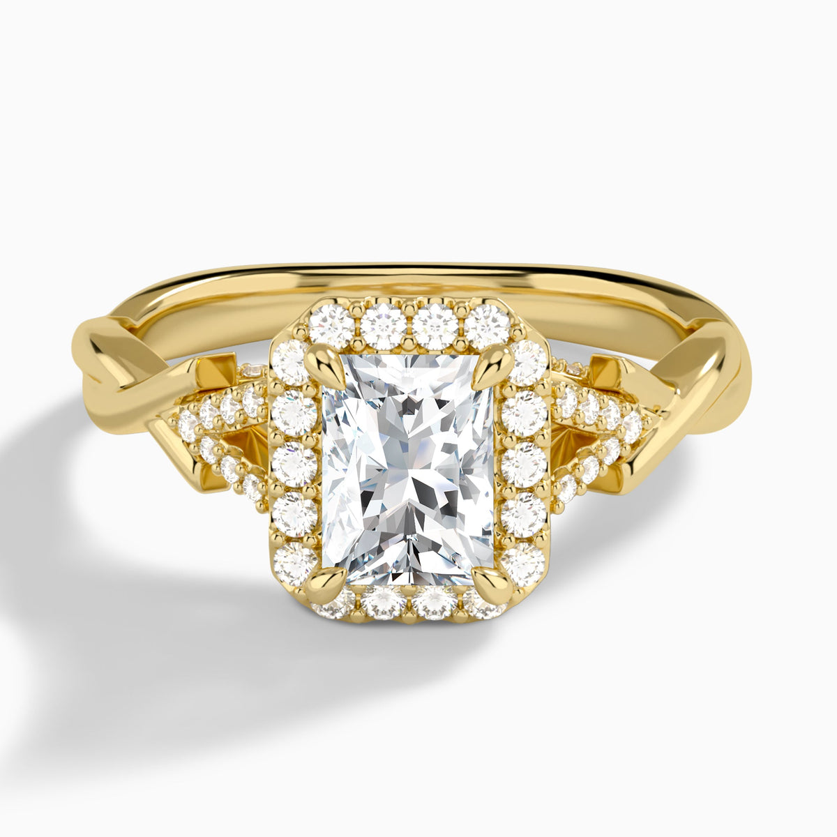 Radiant Luxe Victoria Lab Diamond Engagement Ring In 14K Yellow Gold - Lucenjuri