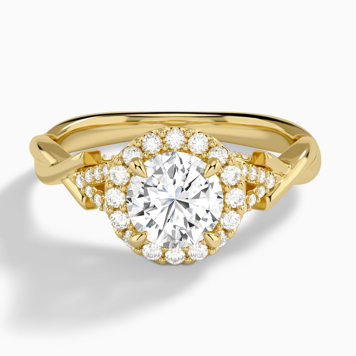 Round Luxe Victoria Lab Diamond Engagement Ring In 14K Yellow Gold - Lucenjuri
