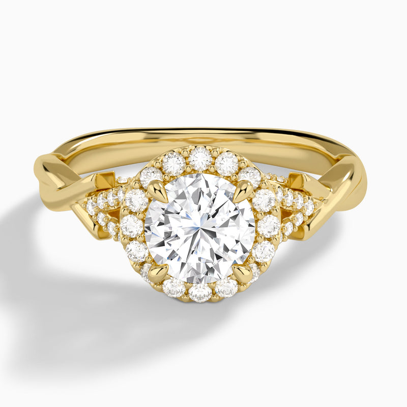 Round Luxe Victoria Lab Diamond Engagement Ring In 18K Yellow Gold - Lucenjuri