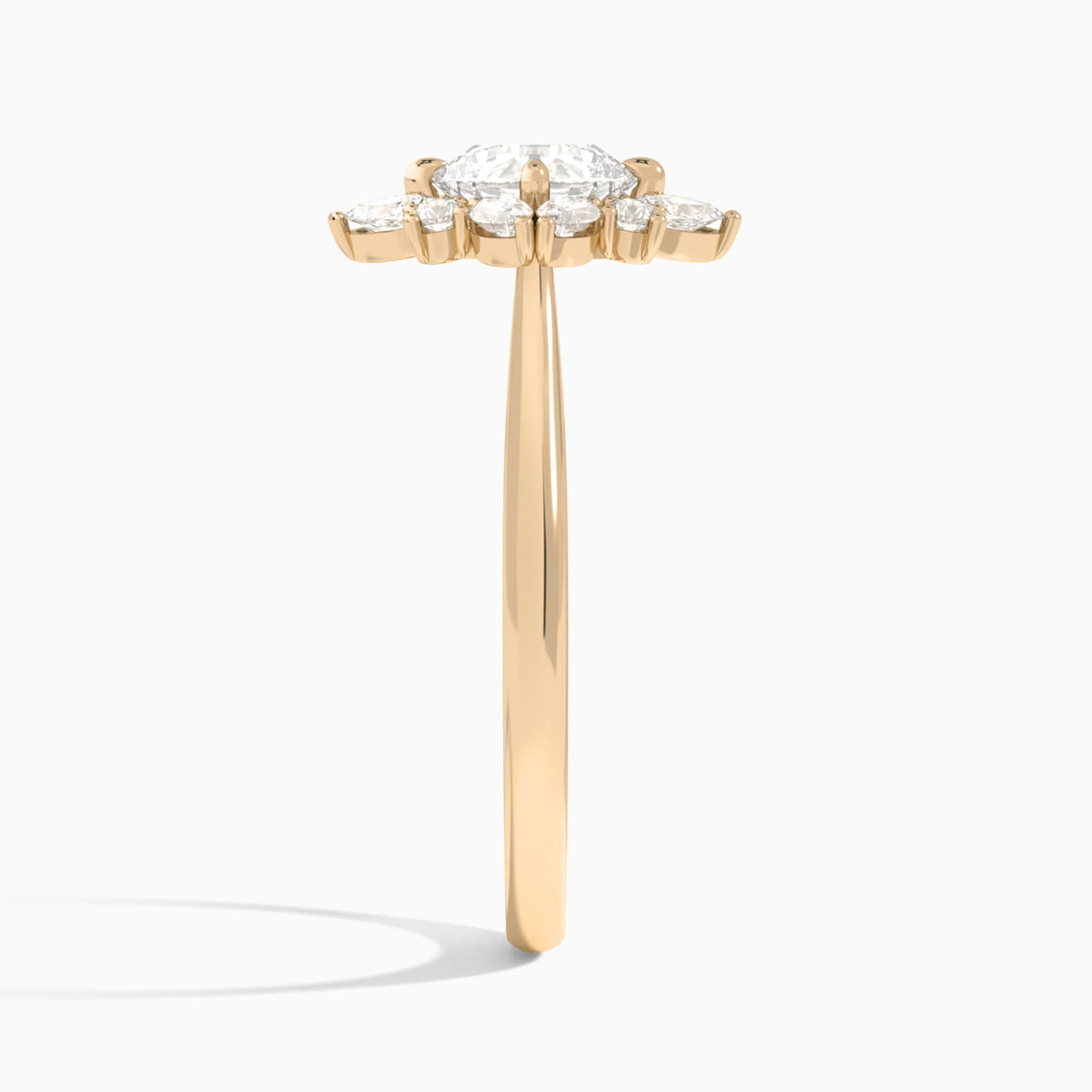 Cushion Dahlia Halo Lab Grown Diamond Engagement Ring In 14K Rose Gold, Side View