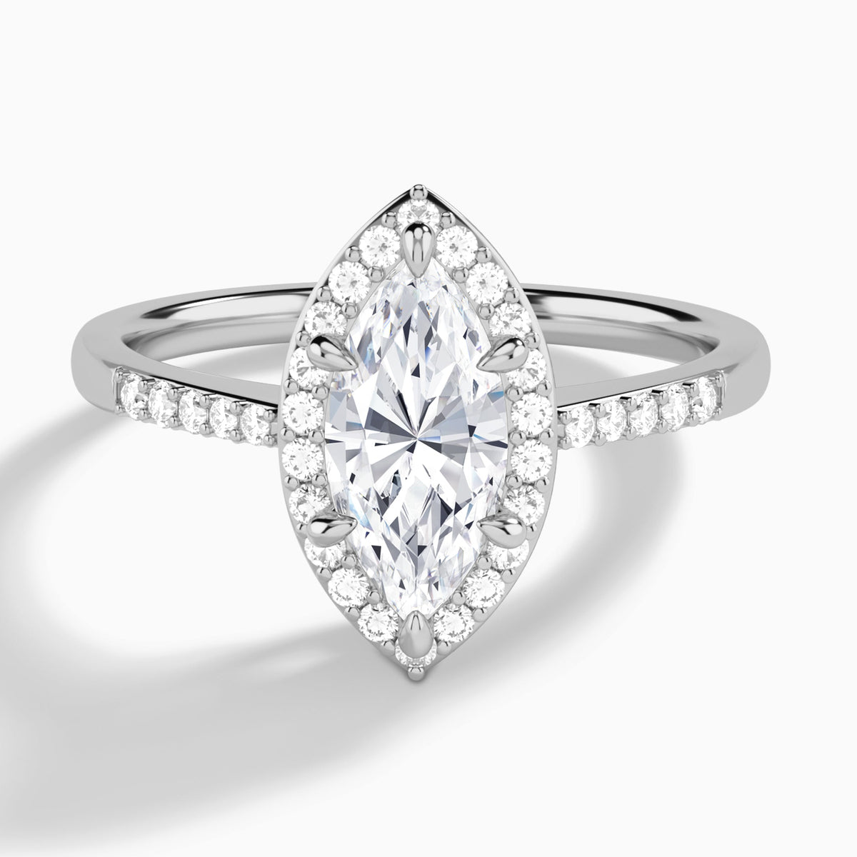 Marquise Sovereign Charm Halo Lab Diamond Engagement Ring In Platinum - Lucenjuri