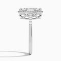 Marquise Sovereign Charm Halo Lab Diamond Engagement Ring In Platinum, Side View