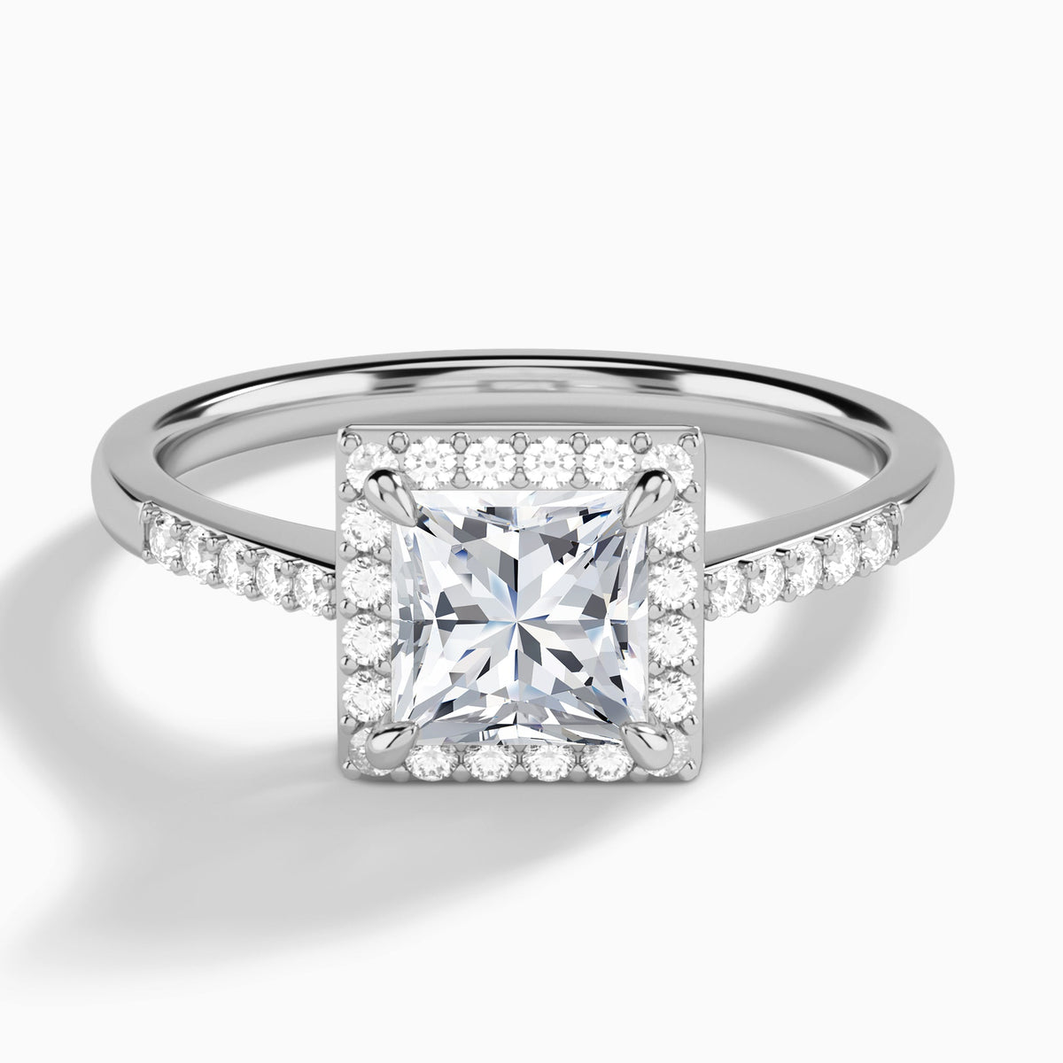 Princess Sovereign Charm Halo Lab Diamond Engagement Ring In Platinum - Lucenjuri