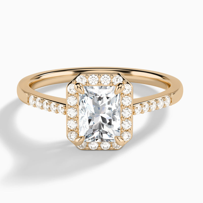 Radiant Sovereign Charm Halo Lab Diamond Engagement Ring In 14K Rose Gold - Lucenjuri
