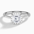 Asscher Sovereign Charm Halo Lab Diamond Engagement Ring In 14K White Gold - Lucenjuri