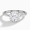Cushion Sovereign Charm Halo Lab Diamond Engagement Ring In 18K White Gold - Lucenjuri