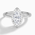 Marquise Sovereign Charm Halo Lab Diamond Engagement Ring In 14K White Gold - Lucenjuri