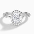 Oval Sovereign Charm Halo Lab Diamond Engagement Ring In 14K White Gold - Lucenjuri