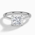 Princess Sovereign Charm Halo Lab Diamond Engagement Ring In 18K White Gold - Lucenjuri