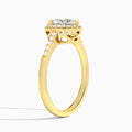 Heart Sovereign Charm Halo Lab Diamond Engagement Ring In 18K Yellow Gold, Angle View