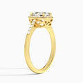 Pear Sovereign Charm Halo Lab Diamond Engagement Ring In 14K Yellow Gold, Angle View