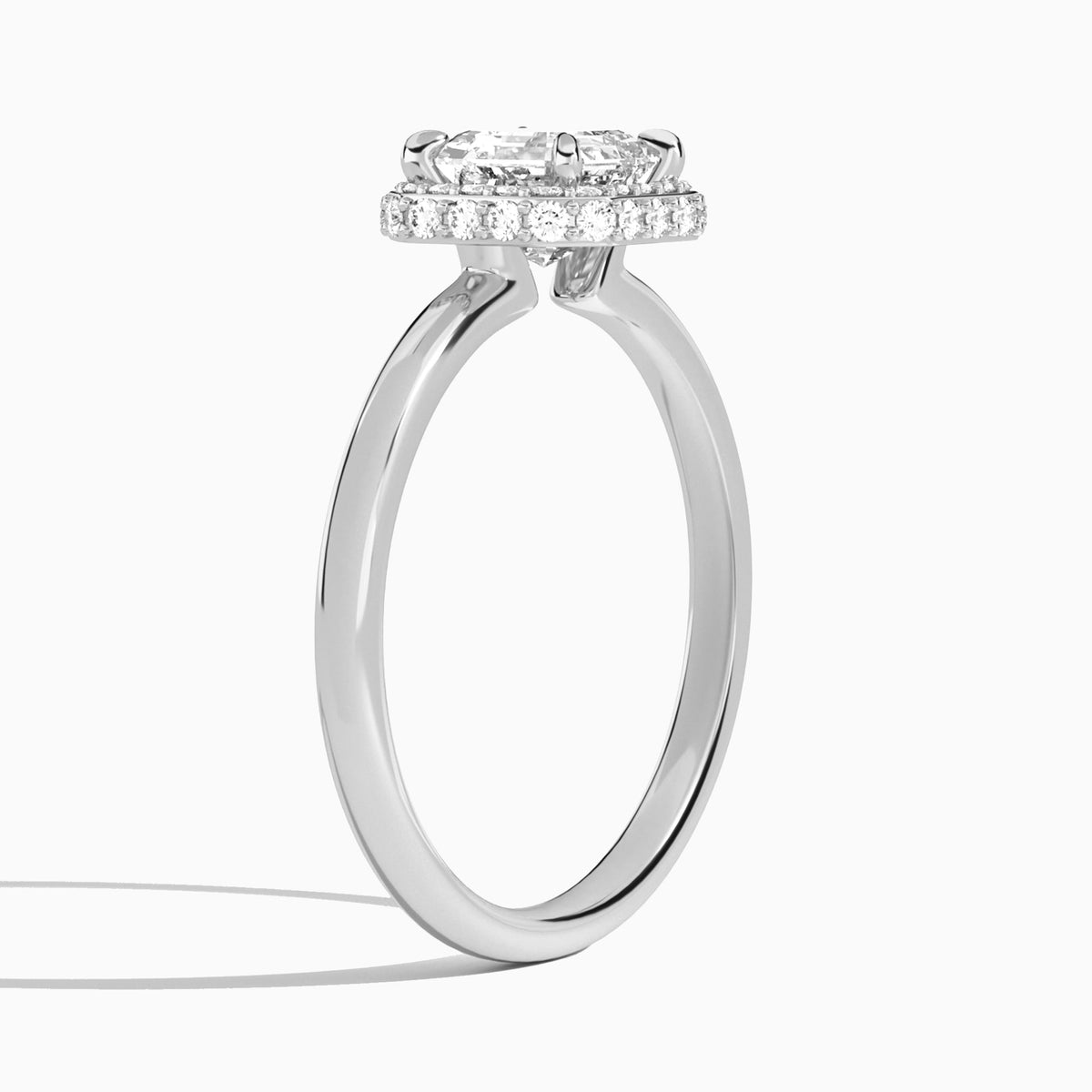 Asscher Amulet Lab Grown Diamond Engagement Ring In Platinum, Angle View