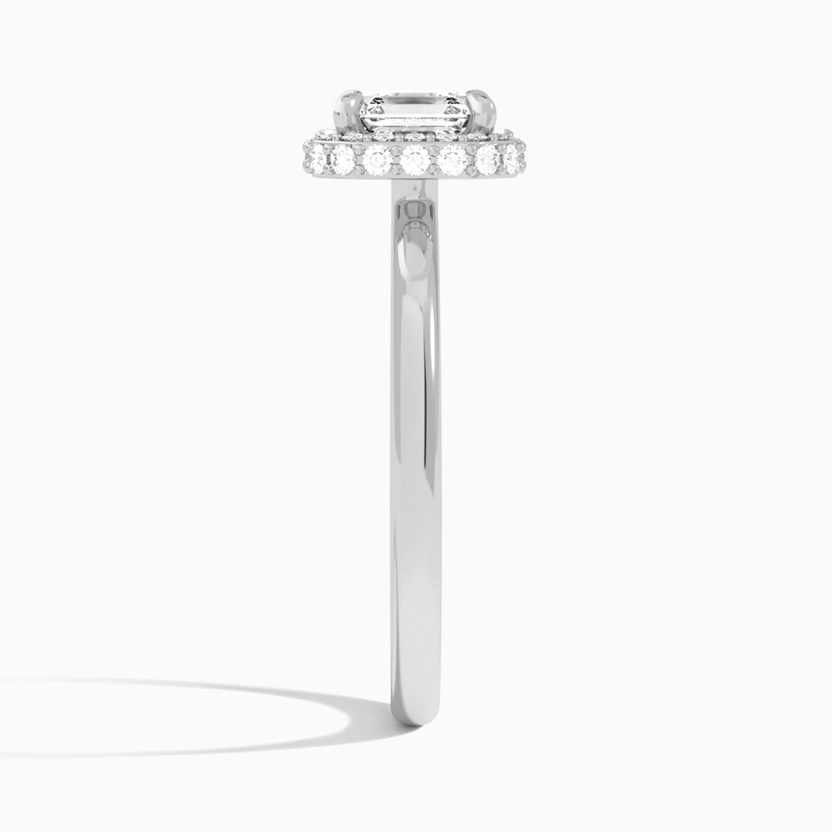 Asscher Amulet Lab Grown Diamond Engagement Ring In Platinum, Side View
