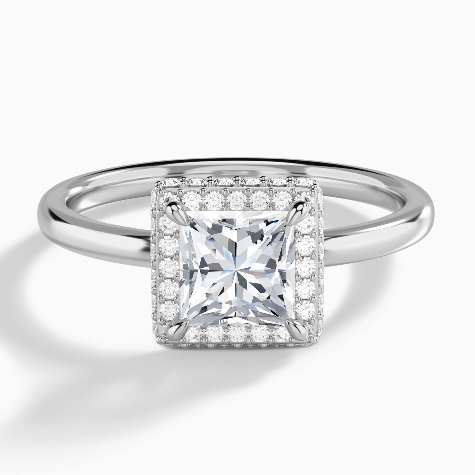 Princess Amulet Lab Grown Diamond Engagement Ring In Platinum - Lucenjuri