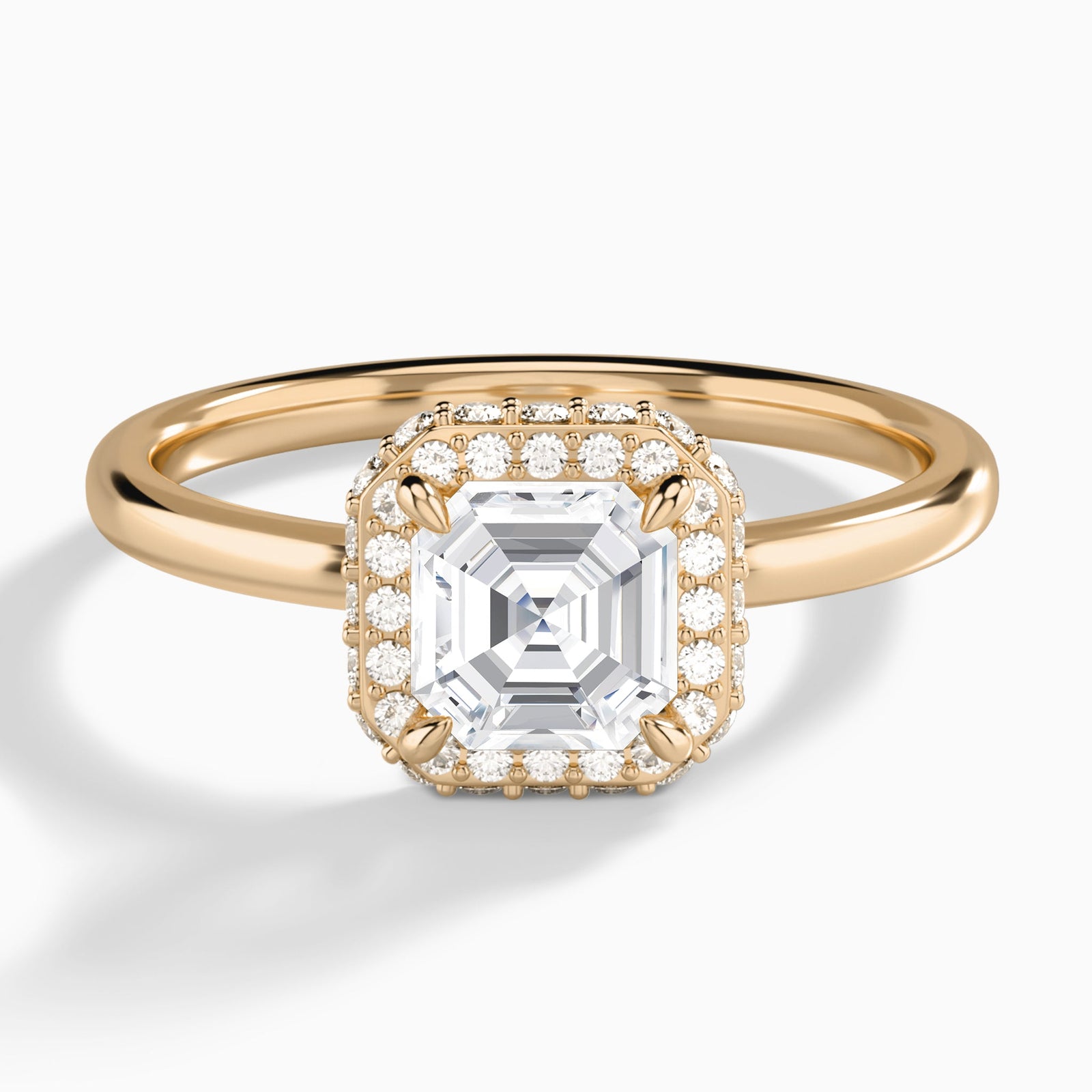 Asscher Amulet Lab Grown Diamond Engagement Ring In 14K Rose Gold - Lucenjuri