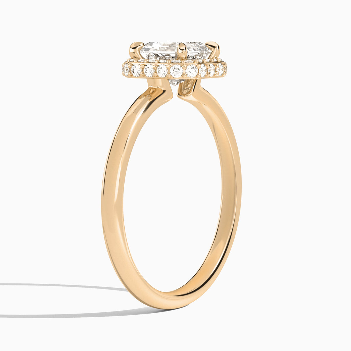 Asscher Amulet Lab Grown Diamond Engagement Ring In 14K Rose Gold, Angle View