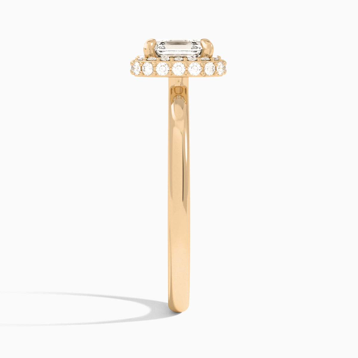 Asscher Amulet Lab Grown Diamond Engagement Ring In 14K Rose Gold, Side View