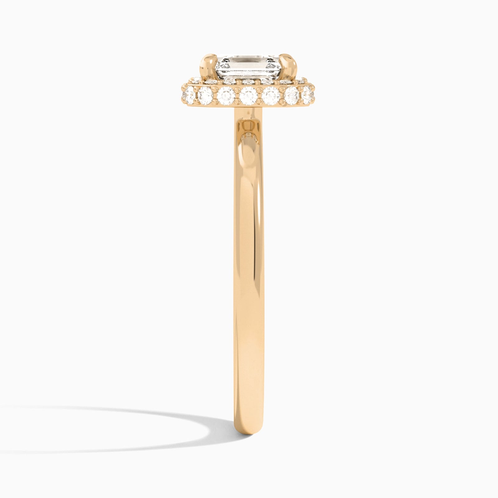 Asscher Amulet Lab Grown Diamond Engagement Ring In 14K Rose Gold, Side View