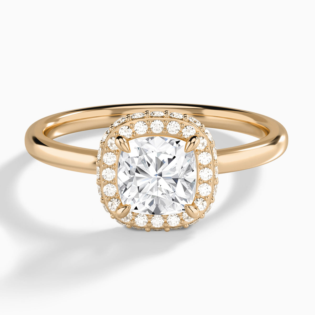 Cushion Amulet Lab Grown Diamond Engagement Ring In 14K Rose Gold - Lucenjuri