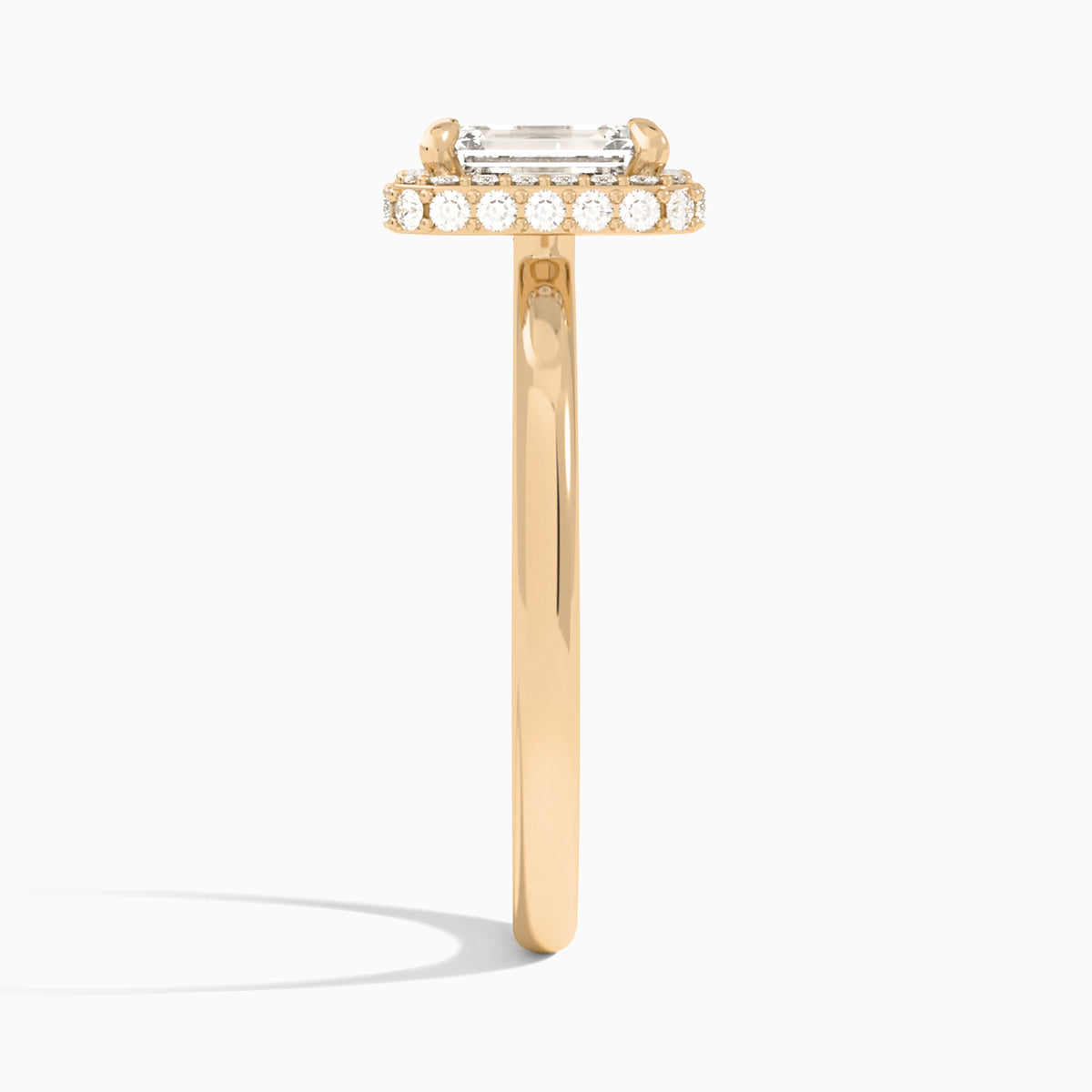 Emerald Amulet Lab Grown Diamond Engagement Ring In 14K Rose Gold, Side View
