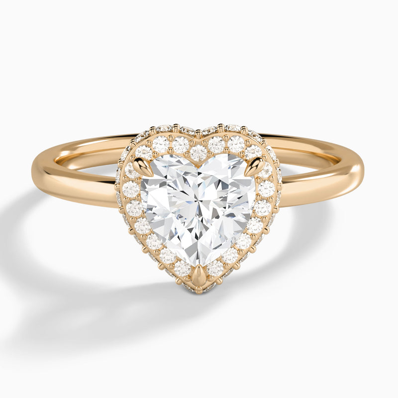 Heart Amulet Lab Grown Diamond Engagement Ring In 14K Rose Gold - Lucenjuri