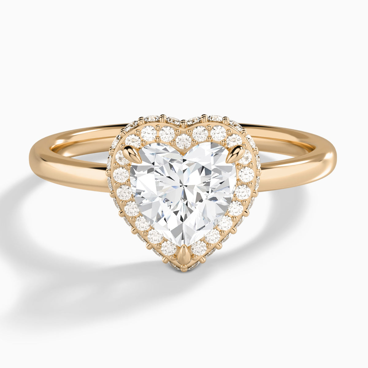 Heart Amulet Lab Grown Diamond Engagement Ring In 14K Rose Gold - Lucenjuri