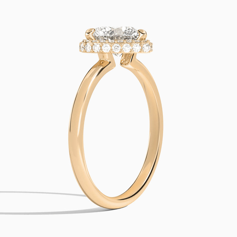 Heart Amulet Lab Grown Diamond Engagement Ring In 14K Rose Gold, Angle View