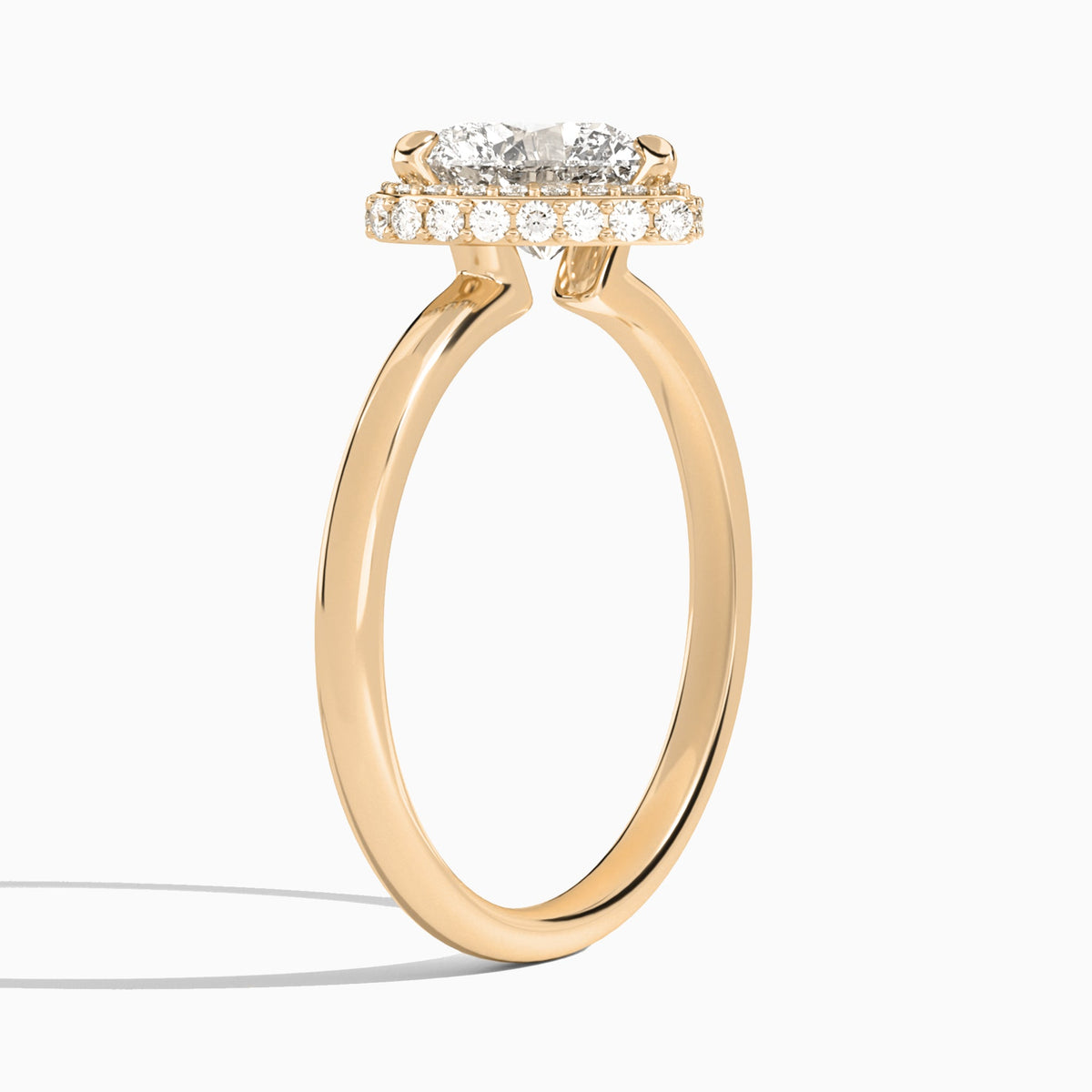 Heart Amulet Lab Grown Diamond Engagement Ring In 14K Rose Gold, Angle View