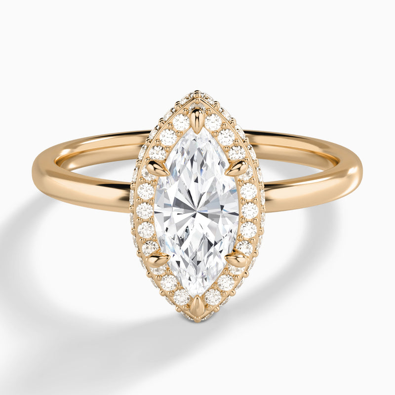 Marquise Amulet Lab Grown Diamond Engagement Ring In 14K Rose Gold - Lucenjuri