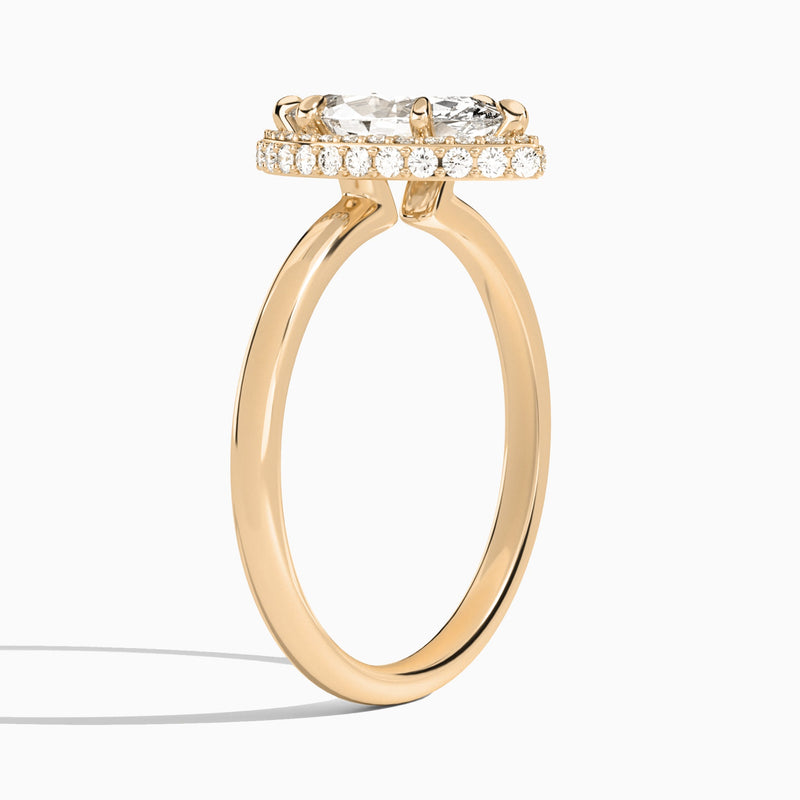 Marquise Amulet Lab Grown Diamond Engagement Ring In 14K Rose Gold, Angle View