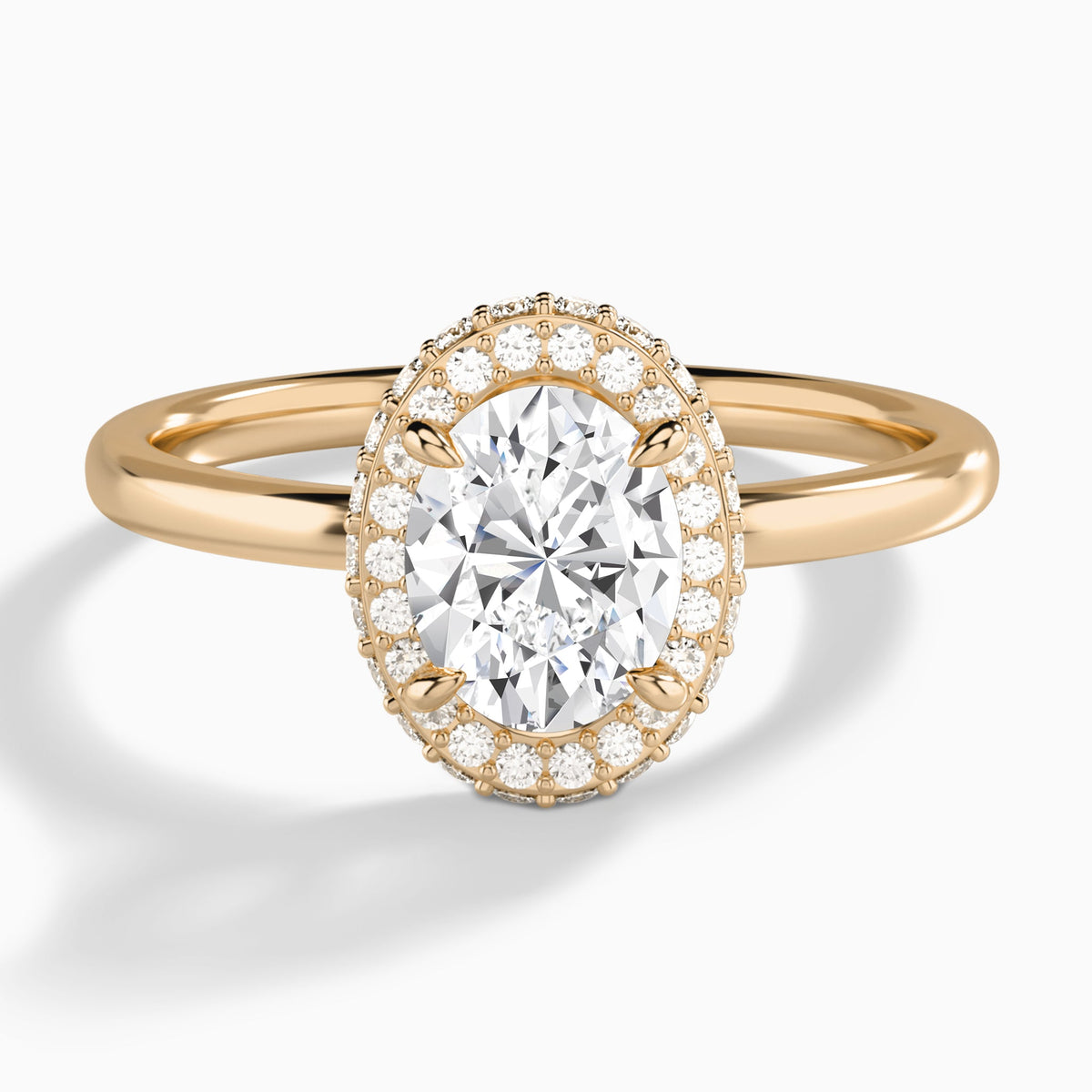 Oval Amulet Lab Grown Diamond Engagement Ring In 14K Rose Gold - Lucenjuri