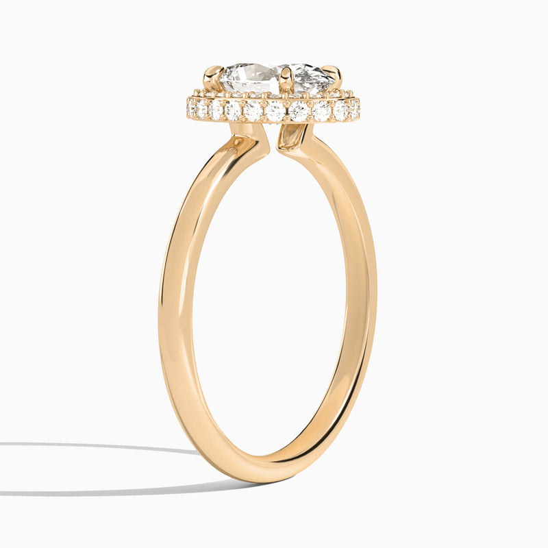 Oval Amulet Lab Grown Diamond Engagement Ring In 14K Rose Gold, Angle View