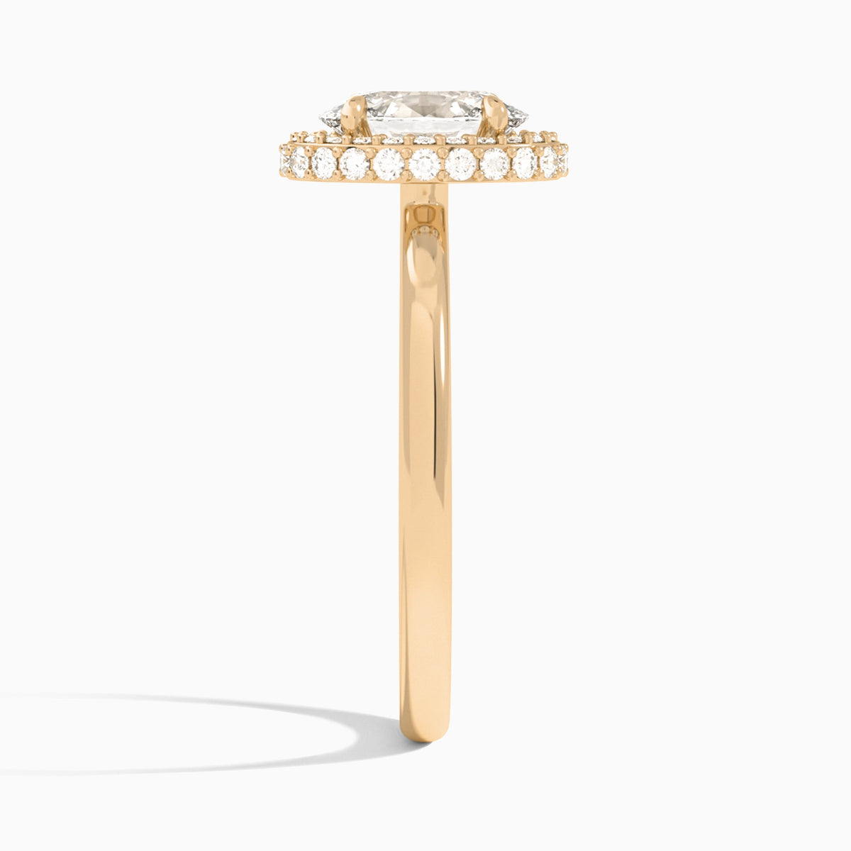 Oval Amulet Lab Grown Diamond Engagement Ring In 14K Rose Gold, Side View