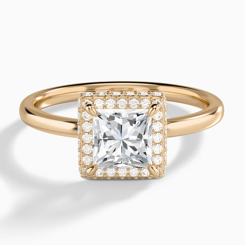 Princess Amulet Lab Grown Diamond Engagement Ring In 14K Rose Gold - Lucenjuri
