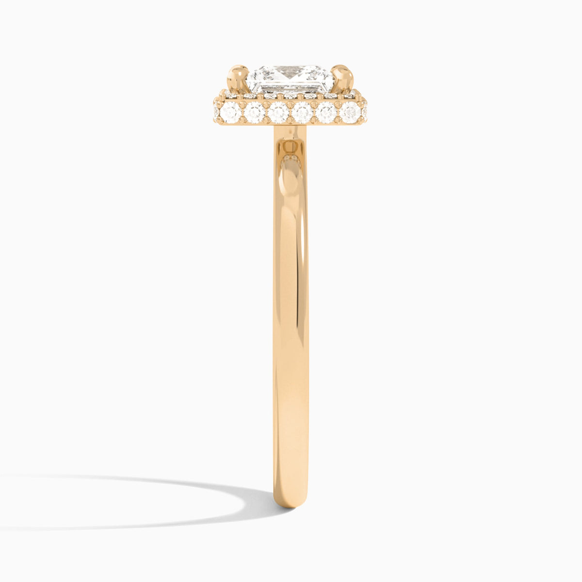 Princess Amulet Lab Grown Diamond Engagement Ring In 14K Rose Gold, Side View