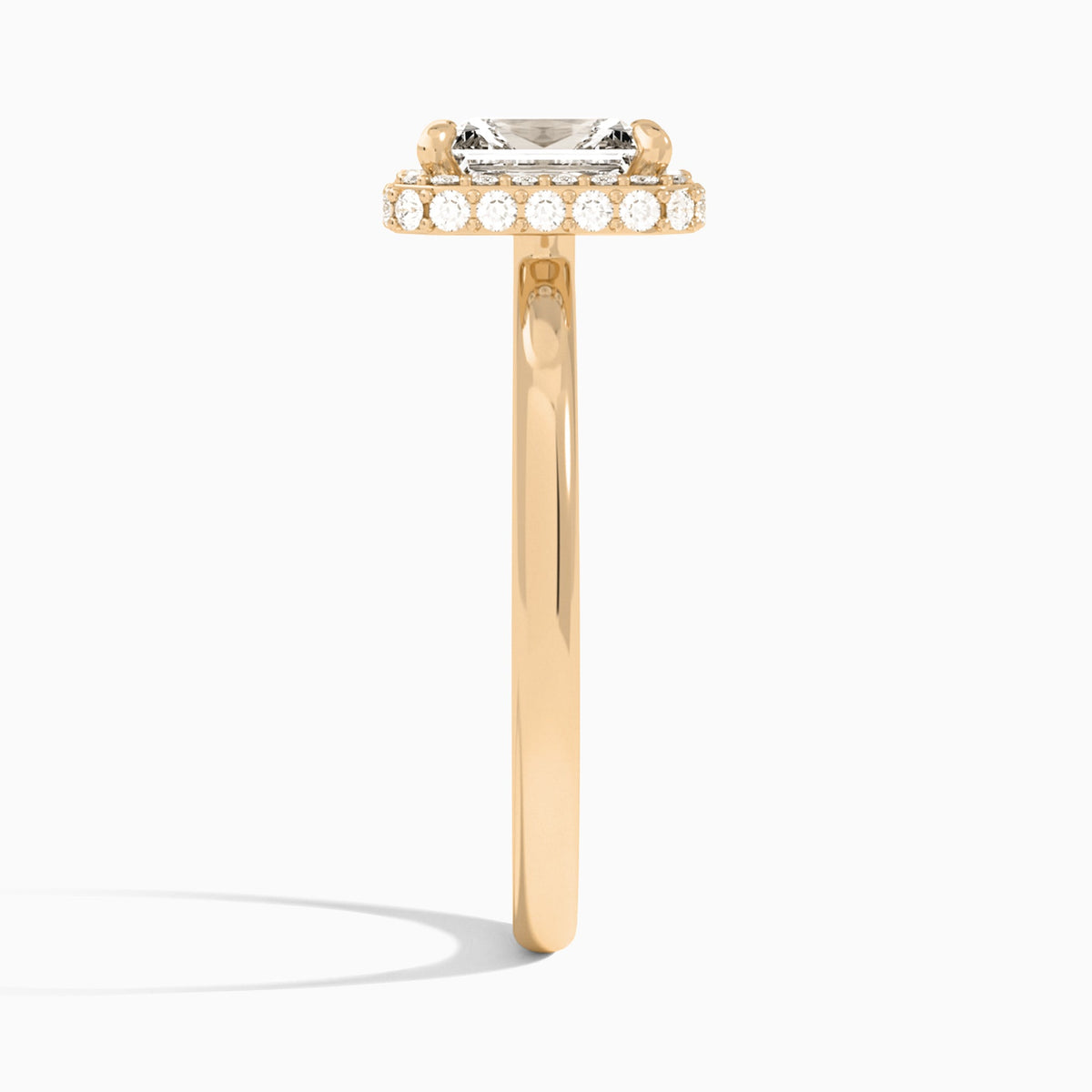 Radiant Amulet Lab Grown Diamond Engagement Ring In 14K Rose Gold, Side View