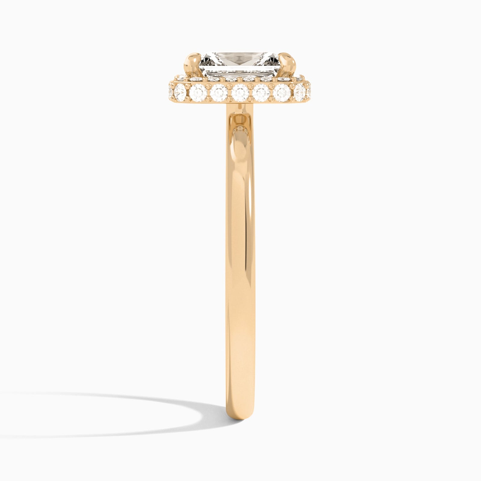 Radiant Amulet Lab Grown Diamond Engagement Ring In 14K Rose Gold, Side View