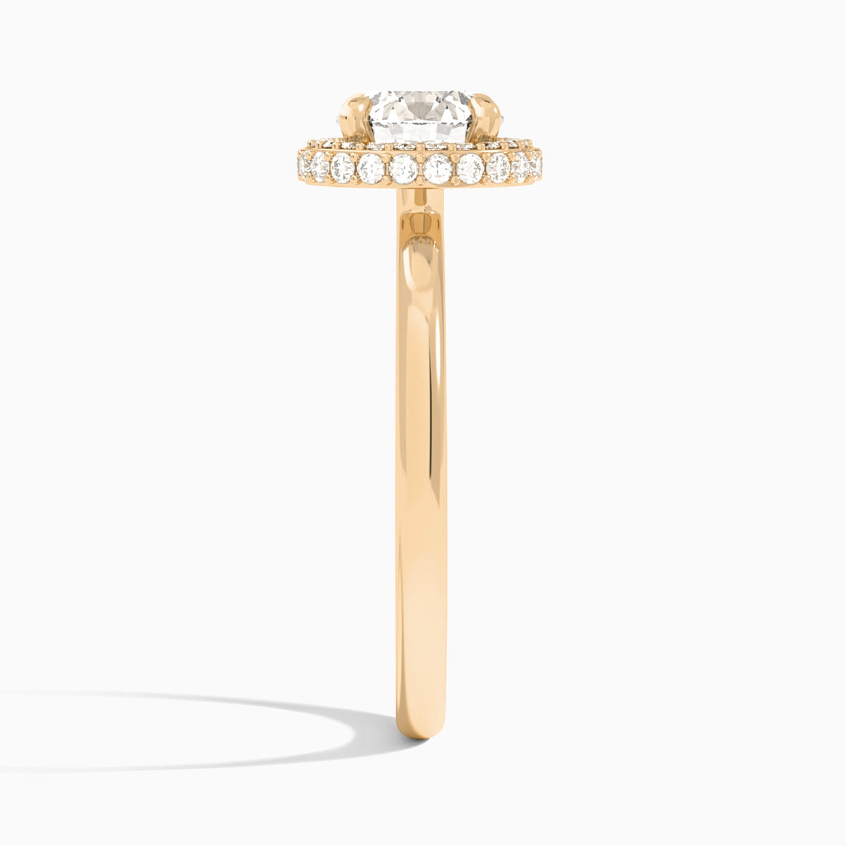 Round Amulet Lab Grown Diamond Engagement Ring In 14K Rose Gold, Side View